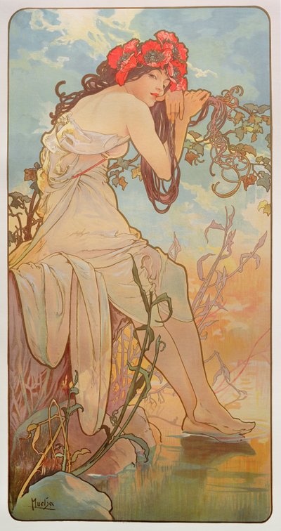 De Seizoenen: Zomer door Alphonse Mucha